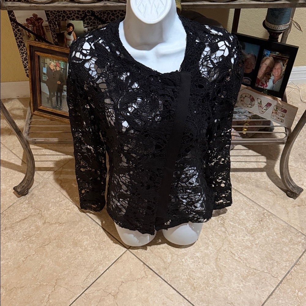 Elegant Black Lace Women's Moto Top